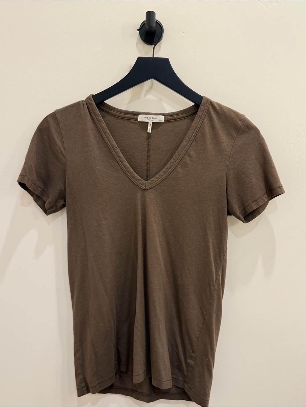 rag & bone Chocolate Brown V-Neck Short Sleeve Tee